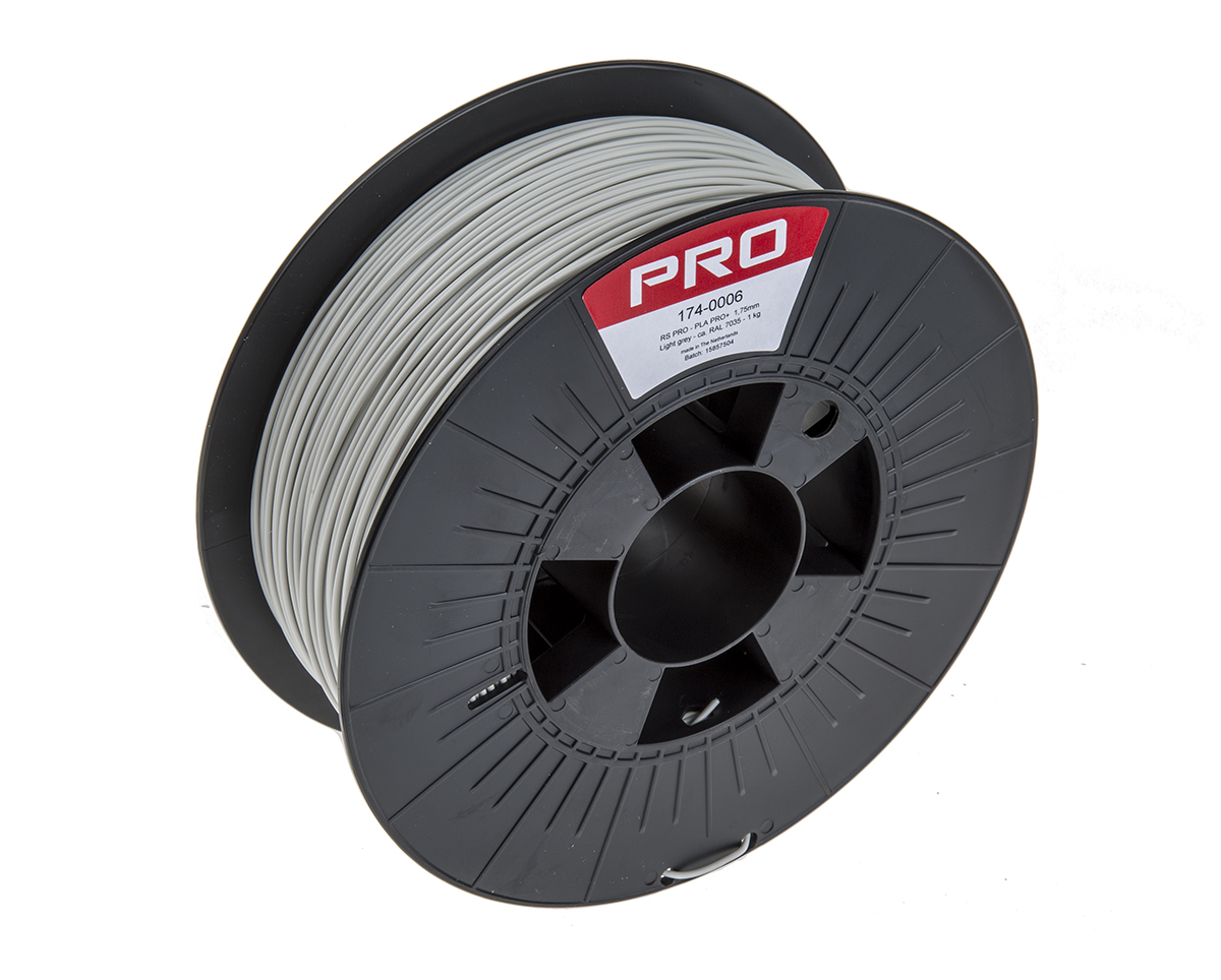 RS PRO 1.75mm Grey PLA-X3 3D Printer Filament, 1kg