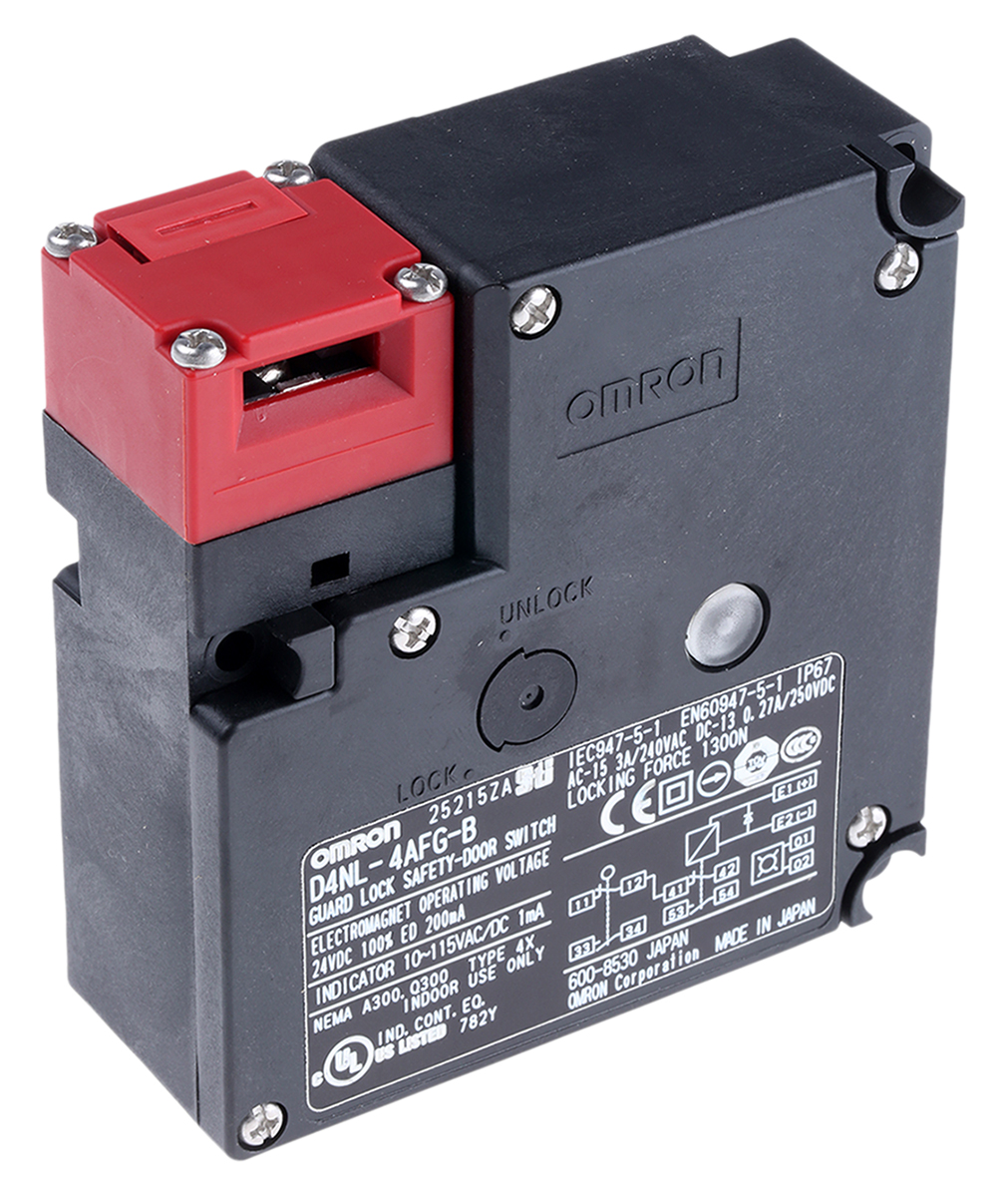 Omron D4NL Series Solenoid Interlock Switch, Power to Lock, 24V dc