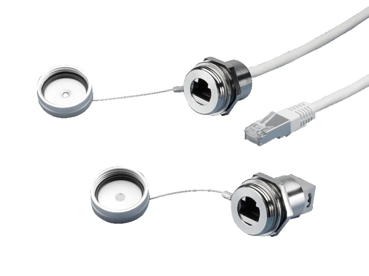 Rittal 2-5338556 Series Female RJ Connector Module, Wall Mount Straight 1 x 2 Port