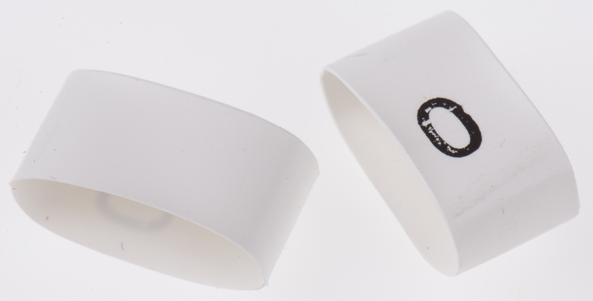 TE Connectivity Heat Shrink Cable Markers, White, Pre-printed "0", 4 → 12mm Cable, TRSA-1019/G/1/0
