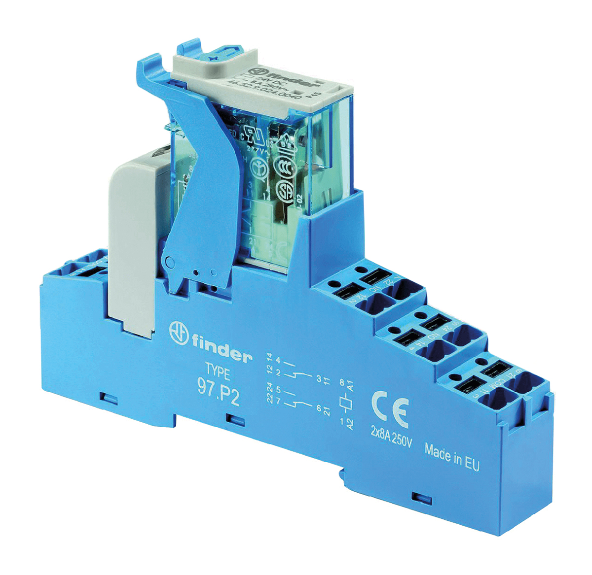 Finder 4C Series Interface Relay, DIN Rail Mount, 24V dc Coil, DPDT-2C/0, 2-Pole, 8A Load