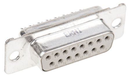 Provertha TMC 15 Way Through Hole D-sub Connector Socket, 2.84mm Pitch, with 4-40 UNC Inserts