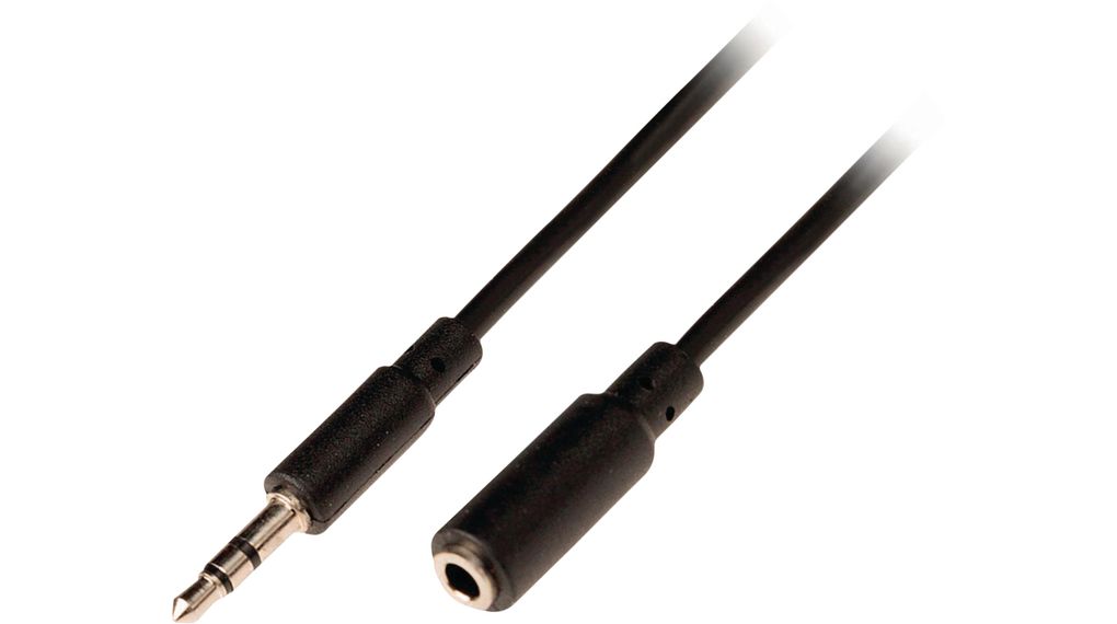 Nedis Male 3.5mm Stereo Jack to Female 3.5mm Stereo Jack Aux Cable, Black, 1m CAGL22050BK10