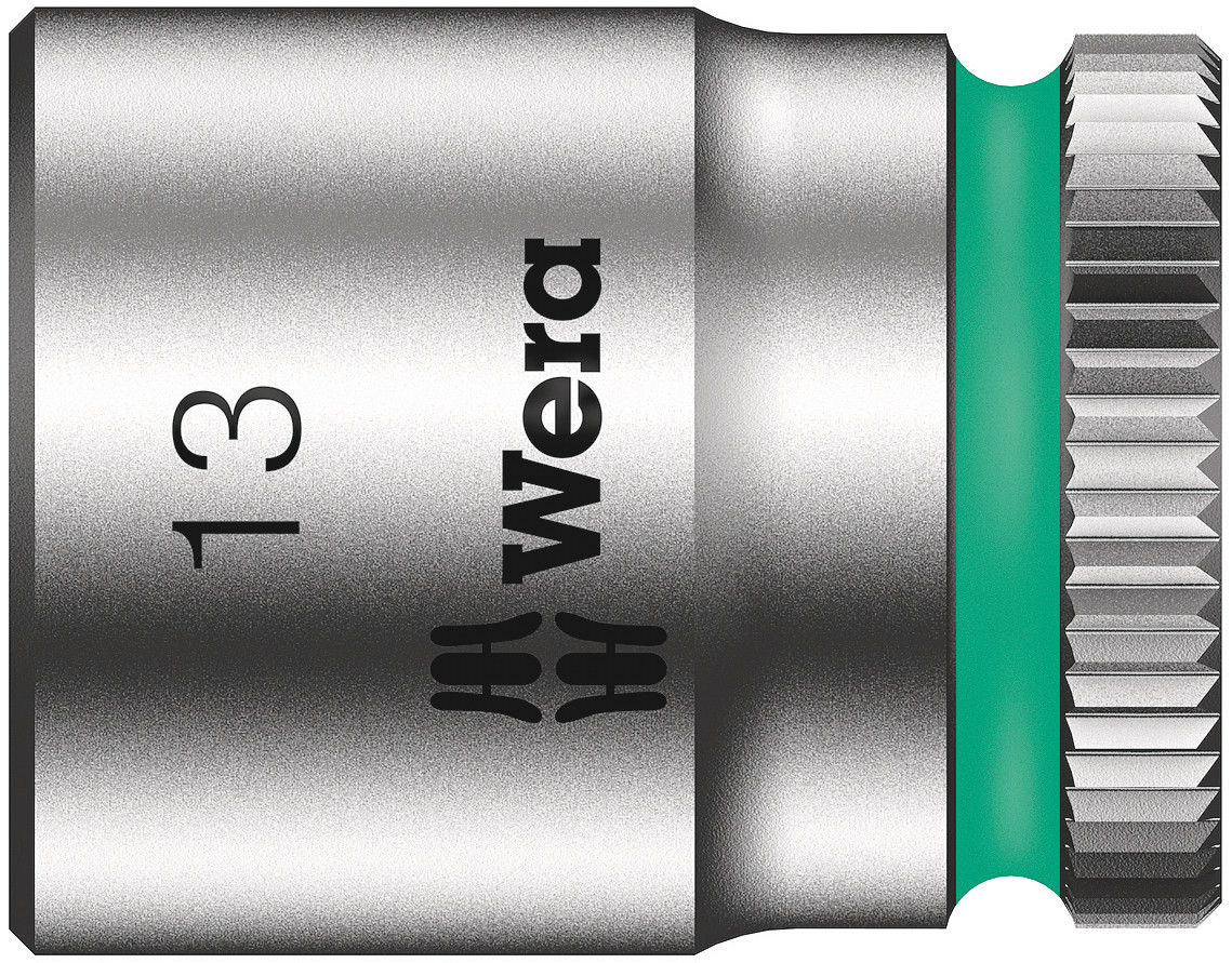 Wera 1/4 in Drive 13mm Standard Socket, 6 point, 23 mm Overall Length