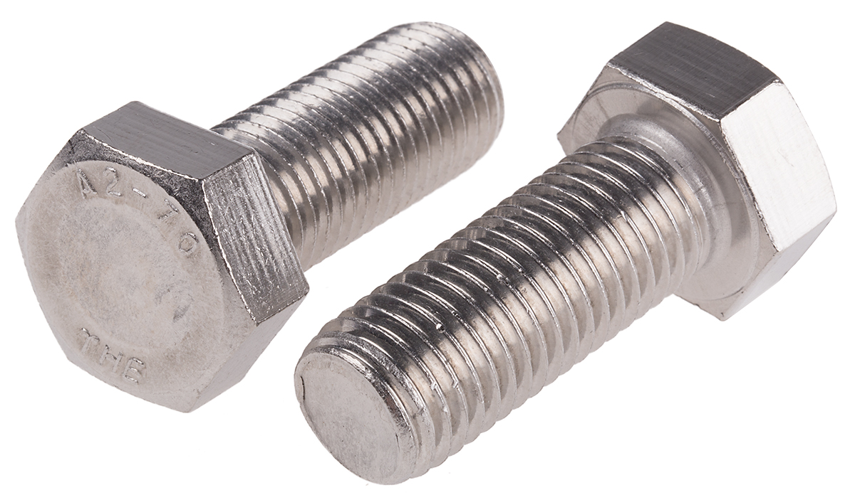 RS PRO Stainless Steel, Hex Bolt, M20 x 50mm