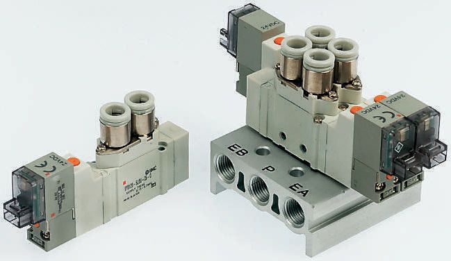 SMC 5/2 Pneumatic Solenoid Valve - Solenoid/Pilot G 1/8 SY5000 Series 24V dc