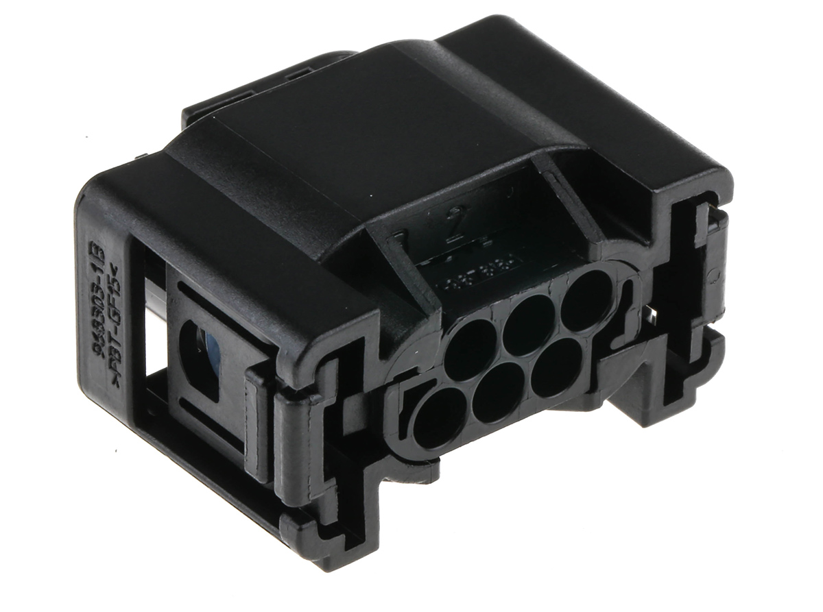 TE Connectivity, Micro Quadlok System Automotive Connector Socket Black Cable Mount 6 Way, Crimp Termination 1-967616-1