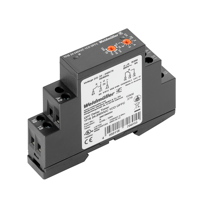 Weidmüller TFI Series Chassis Mount Timer Relay, 240V, 1-Contact, 5 → 100h, SPDT
