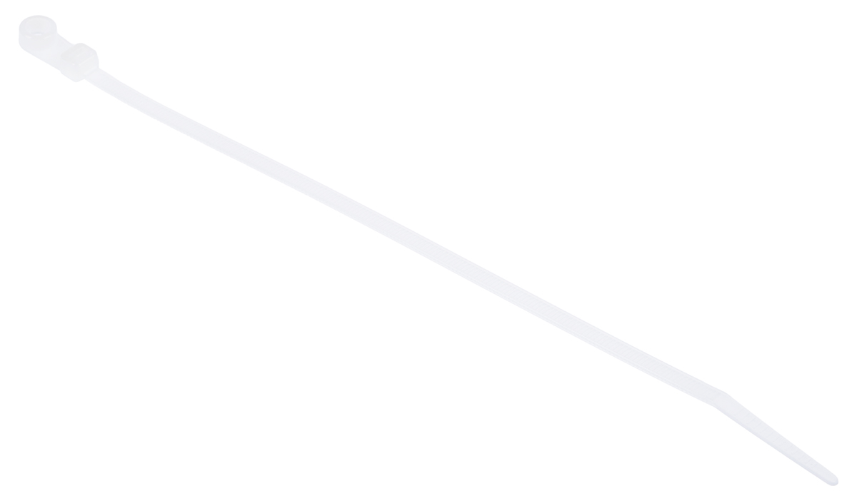 RS PRO Cable Tie, Screw Mount, 221.3mm x 4.2 mm, Natural Nylon, Pk-100