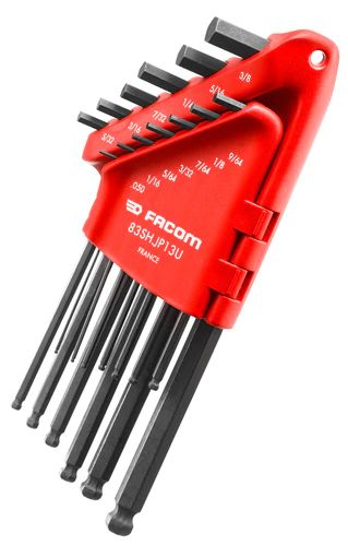 Facom 13 piece L Shape Hex Key Set, 0.050 - 1/16 - 5/64 - 7/64 - 9/64 - 1/4 - 3/32 - 1/8 - 5/32 - 3/16 - 7/32 - 5/16 -
