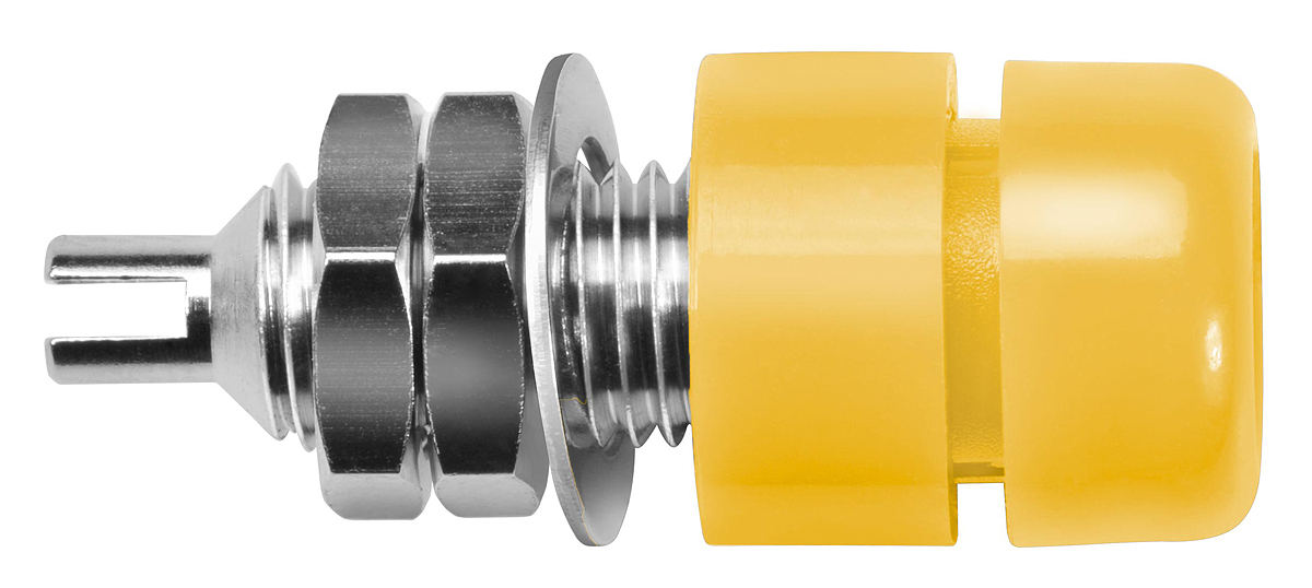 Schutzinger Yellow Female Banana Socket, 4 mm Connector, Solder Termination, 20A
