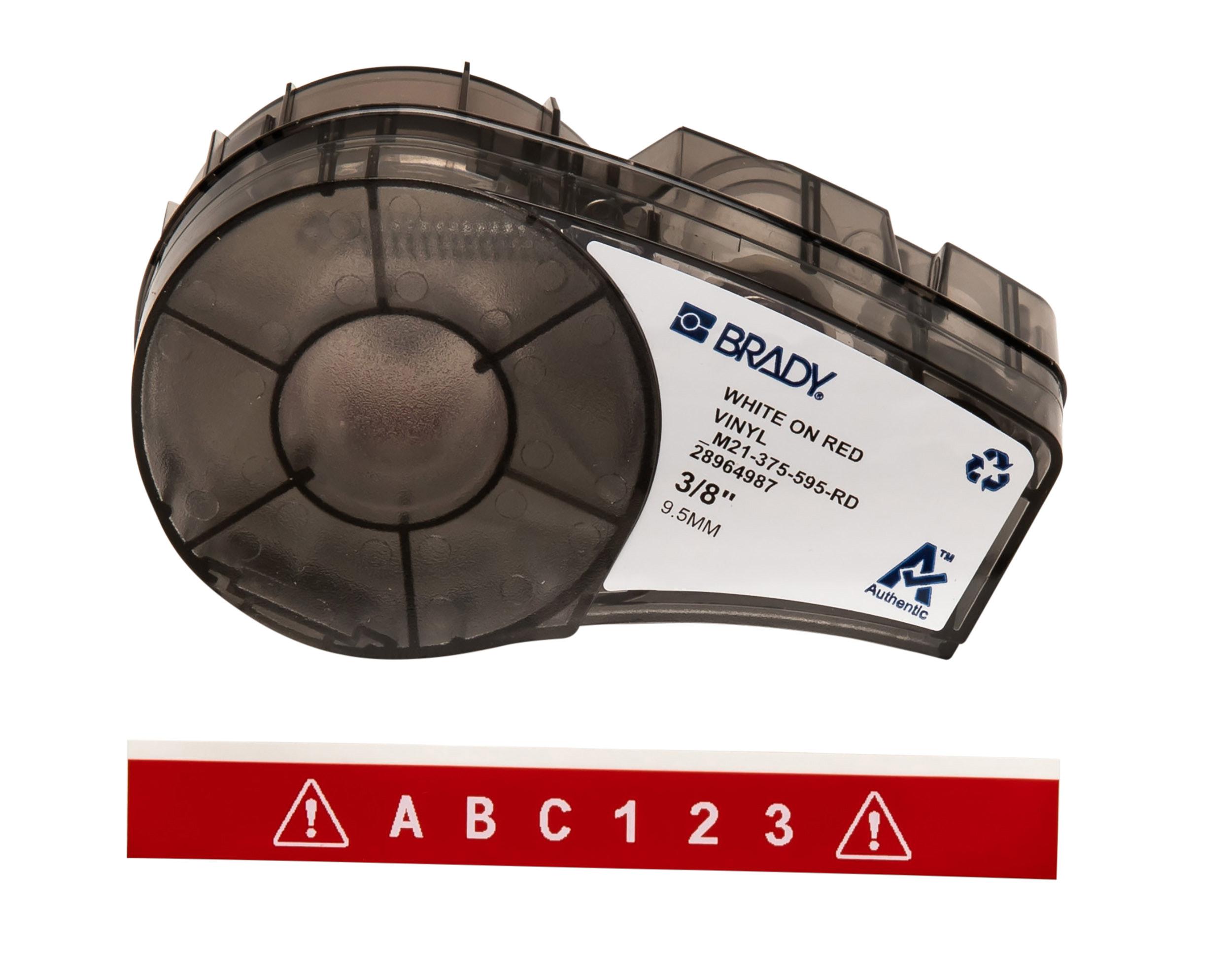 Brady B-595 White on White on Red Label Printer Tape, 6.4 m Length, 9.53 mm Width
