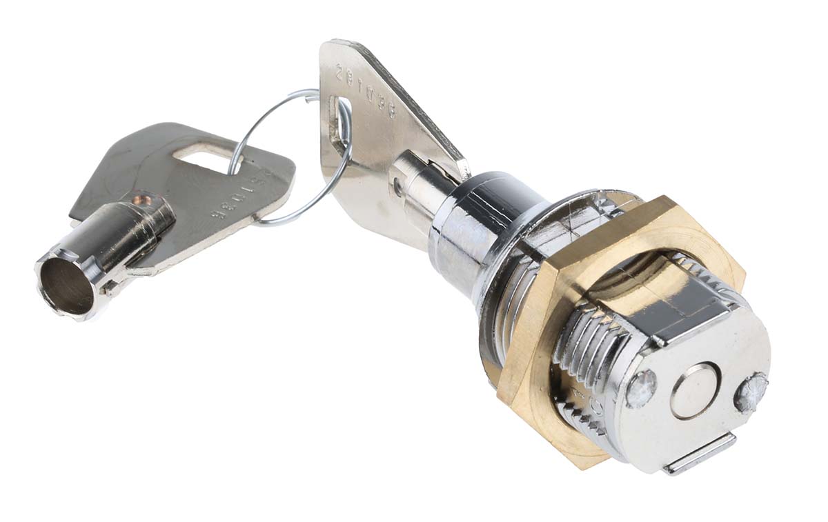 Euro-Locks a Lowe & Fletcher group Company Tumbler Lock, 22.5mm Panel-to-Tongue, 24.2 x 20mm Cutout, Key Unlock