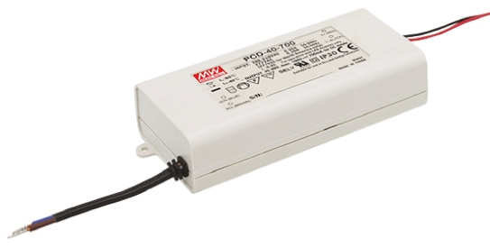 MEAN WELL LED Driver, 34 → 57V Output, 39.9W Output, 700mA Output, Constant Current Dimmable