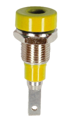 Staubli Yellow Female Banana Socket, 2mm Connector, Tab Termination, 10A, 30 V, 60V dc, Silver Plating