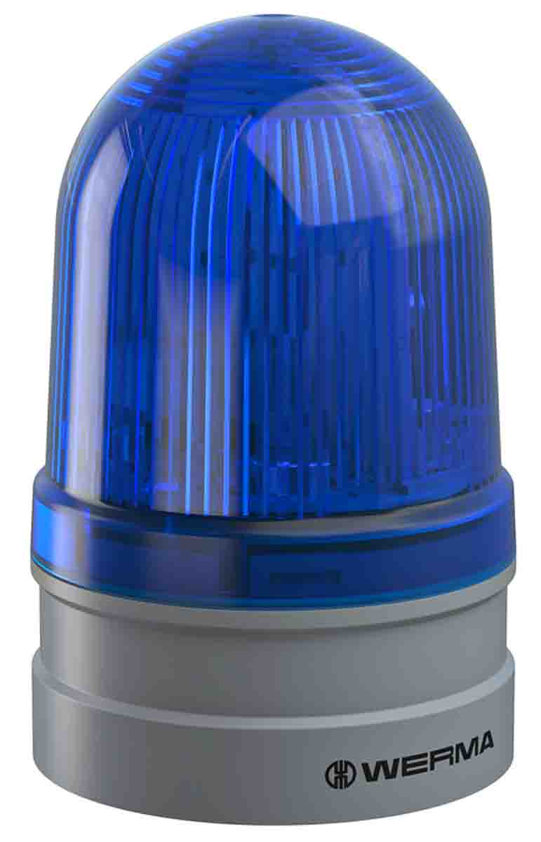 Werma EvoSIGNAL Midi Series Blue Beacon, 12 V, 24 V, Base Mount, LED Bulb