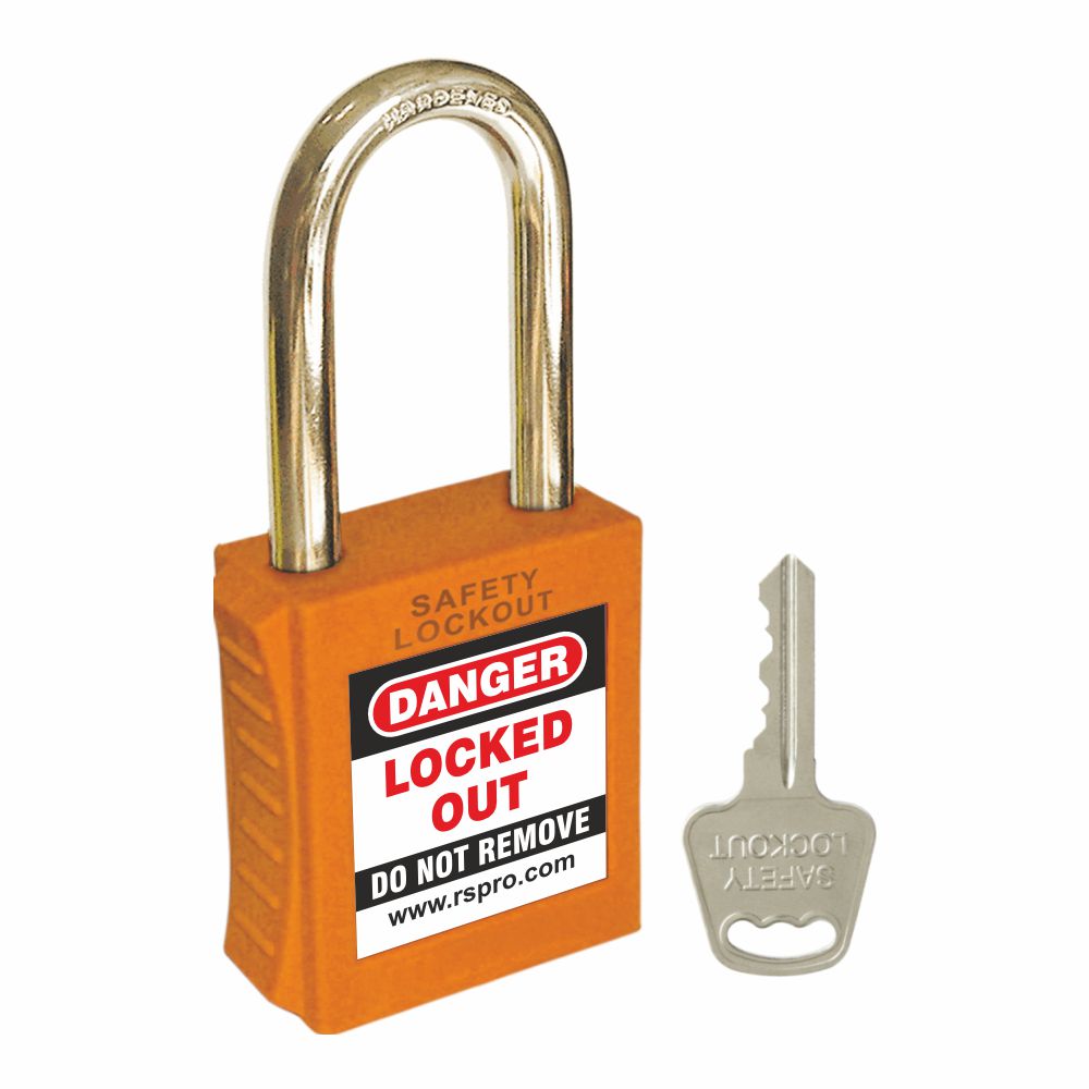 RS PRO Orange 1-Lock ABS, Steel Safety Padlocks, 6mm Shackle, 46mm Attachment