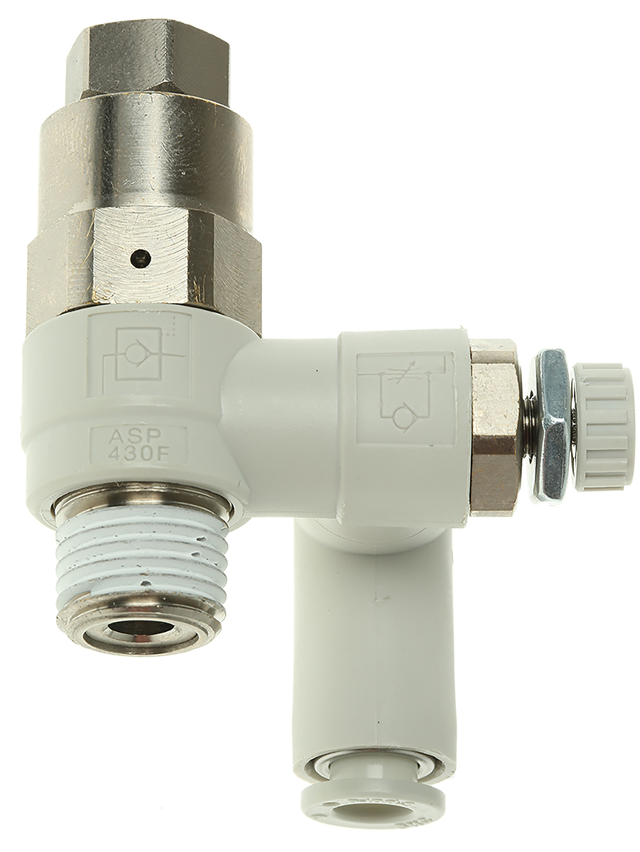 SMC ASP Series Threaded Flow Regulator, R 1/4 Male Inlet Port x 6mm Tube Outlet Port