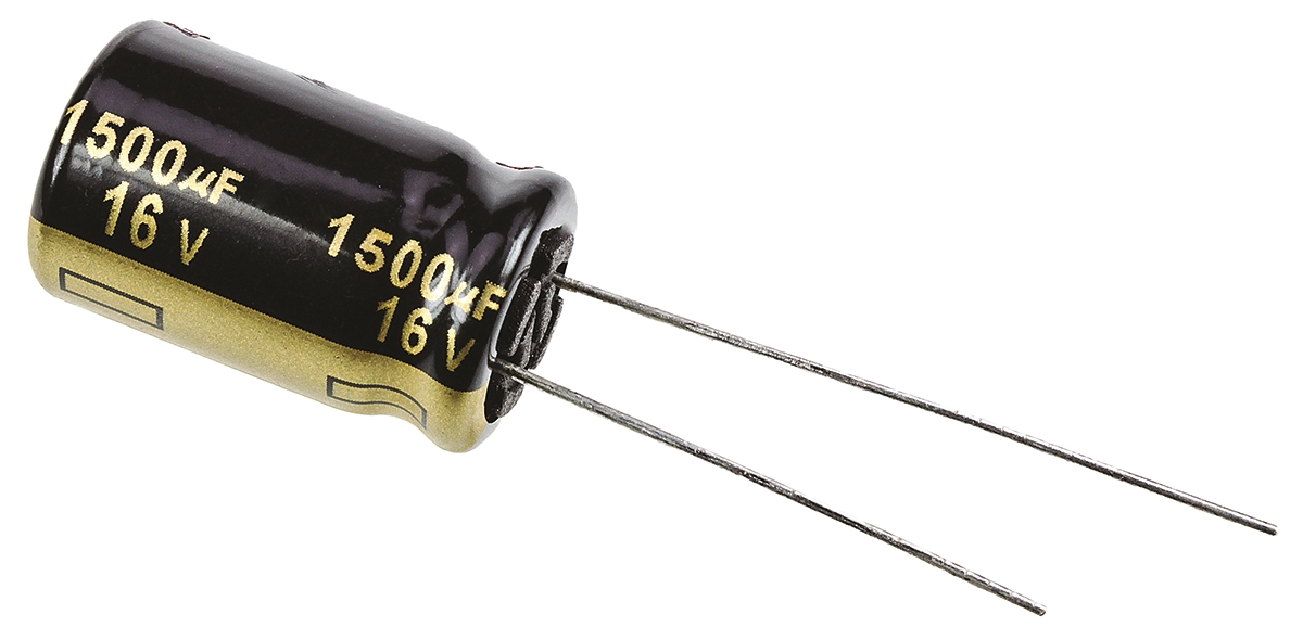 Panasonic 1500μF Aluminium Electrolytic Capacitor 16V dc, Radial, Through Hole - EEUFM1C152