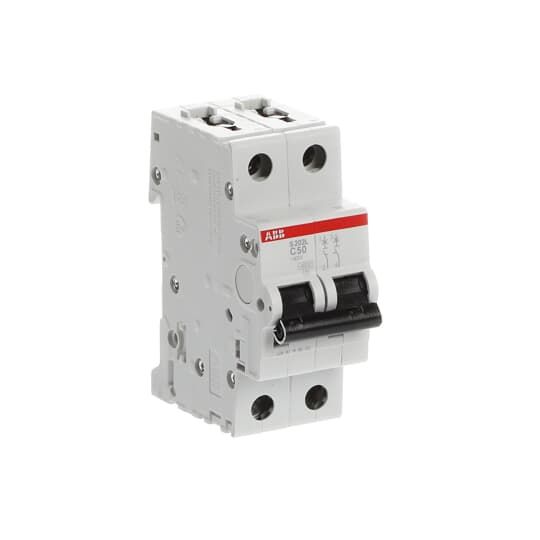 ABB S202L MCB, 2P, 50A Curve C, 400V AC, 6 kA Breaking Capacity