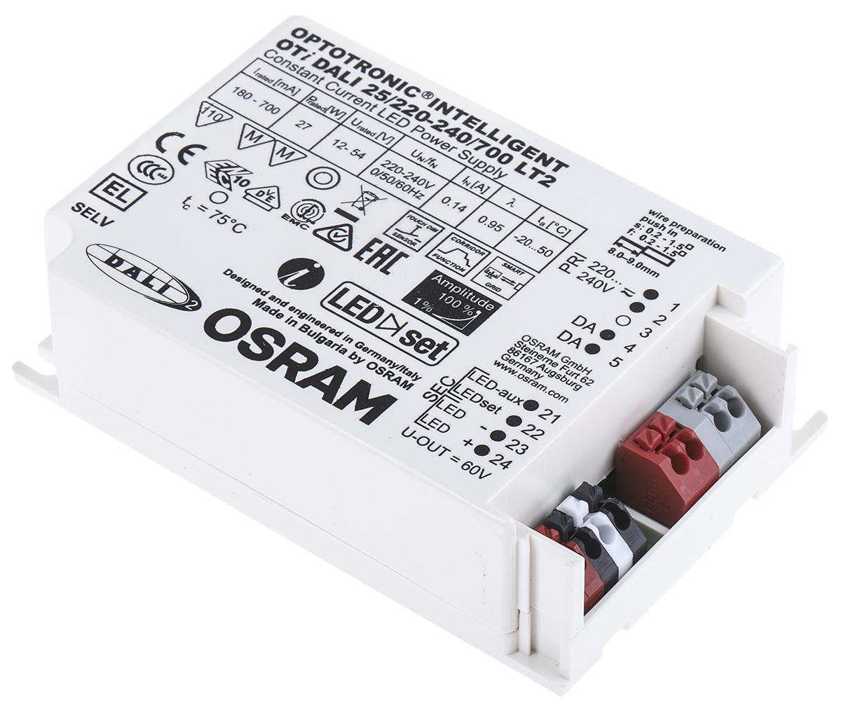 Osram LED Driver, 12 → 54V Output, 27W Output, 700mA Output, Constant Current Dimmable