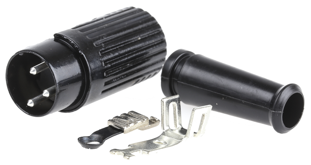 RS PRO 3 Pole Din Plug, 1A, 100 V ac, Push Lock, Male, Cable Mount