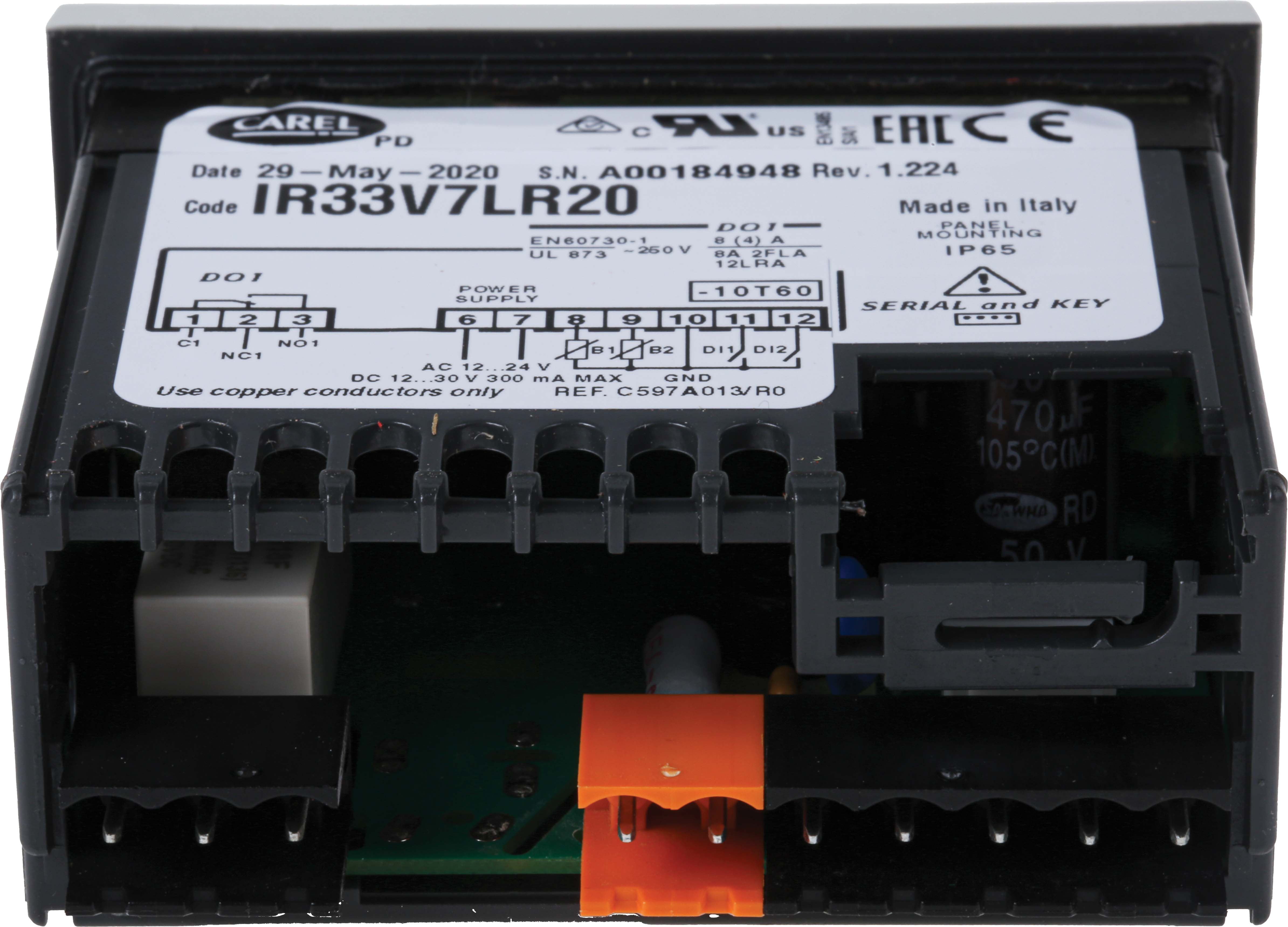 Carel IR33 Panel Mount PID Temperature Controller, 76.2 x 34.2mm, 1 Output Relay, 12 → 24 V ac Supply Voltage