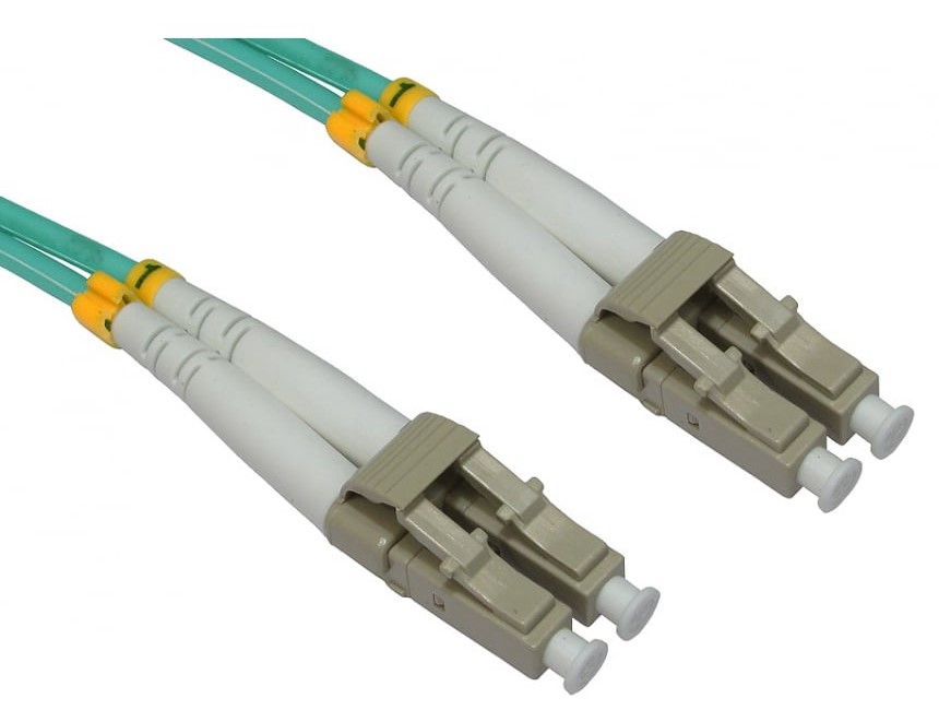 RS PRO LC to LC Duplex Multi Mode OM3 Fibre Optic Cable, 3mm, Light Blue, 10m