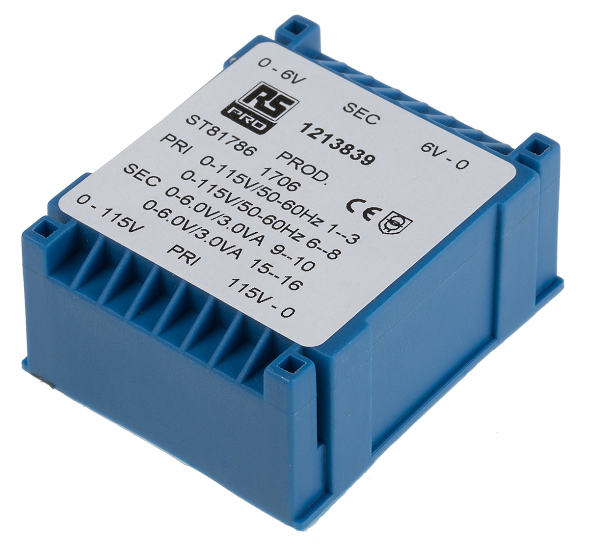 RS PRO 2 x 6V ac 2 Output PCB Mount PCB Transformer, 6VA