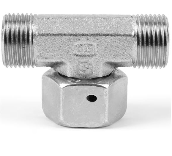 Parker Branch Tee Tube to Swivel Male 24° DIN Cone to Male 24° DIN Cone, ET28LOMDCF