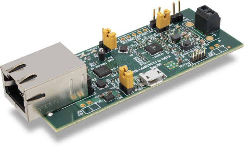 Microchip 100BASE-TX to 100BASE-T1 Media Converter Board EV02N47A Development Kit for EVB-LAN8770M_MC EV02N47A