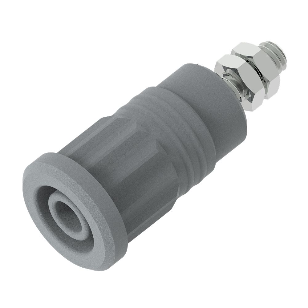 Electro PJP Grey Female Banana Socket, 4 mm Connector, Press Fit Termination, 36A, 1kV, Nickel Plating