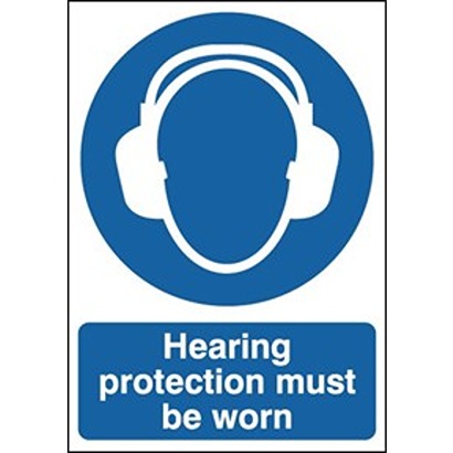 RS PRO Vinyl Polyester Mandatory Ear Protection Sign With English Text