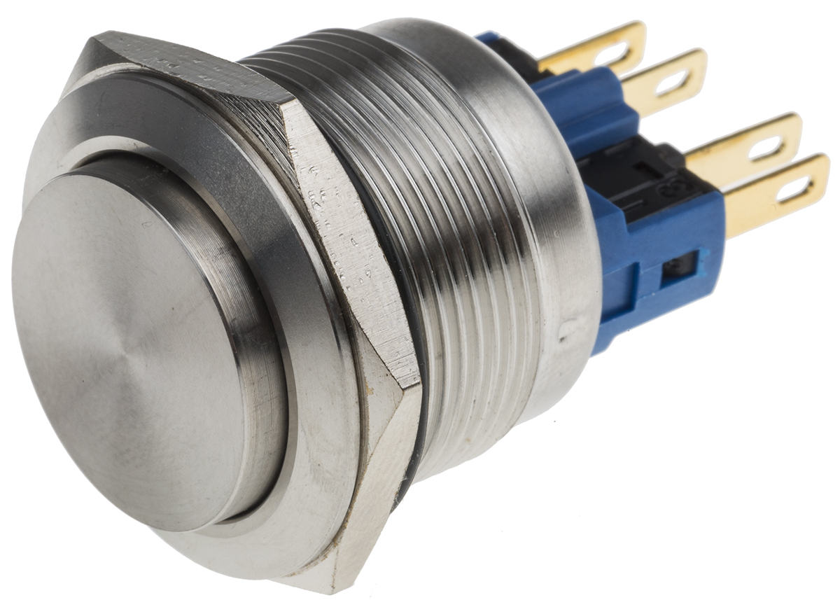 RS PRO Push Button Switch, Momentary, Panel Mount, 22mm Cutout, SPDT, 250V ac, IP67