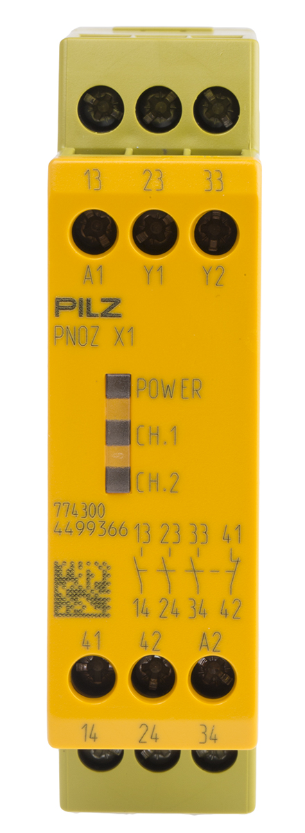 Pilz 24 V ac/dc Safety Relay Single Channel with 3 Safety Contacts and 1 Auxilary Contact