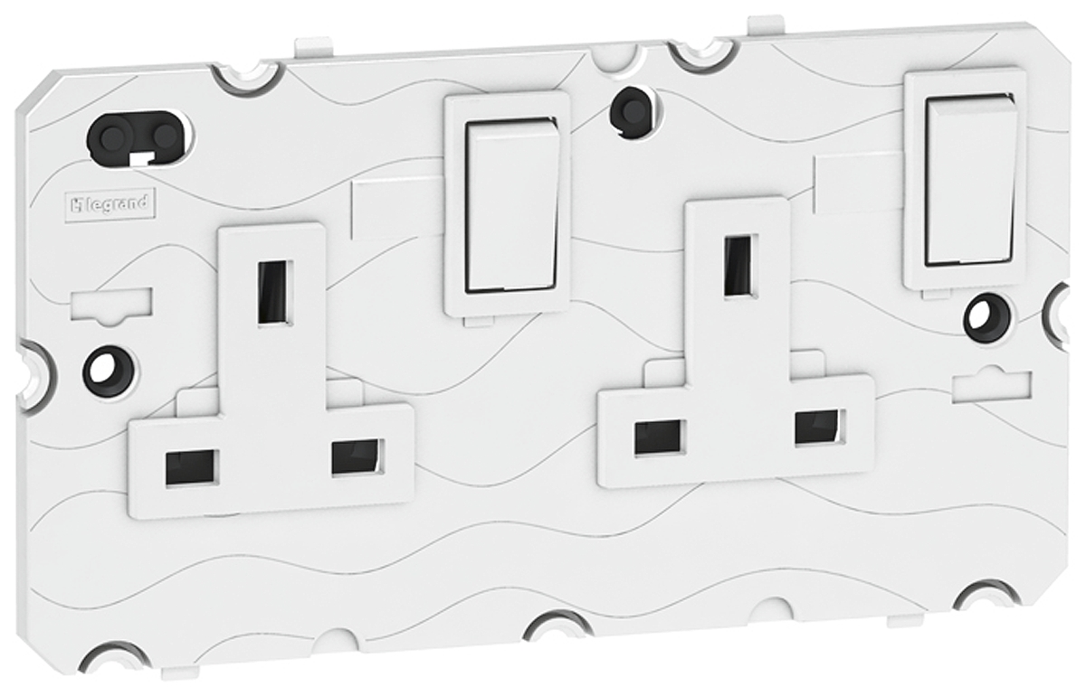 Legrand Arteor White 2 Gang Plug Socket, 13A, Type G - British, Indoor Use