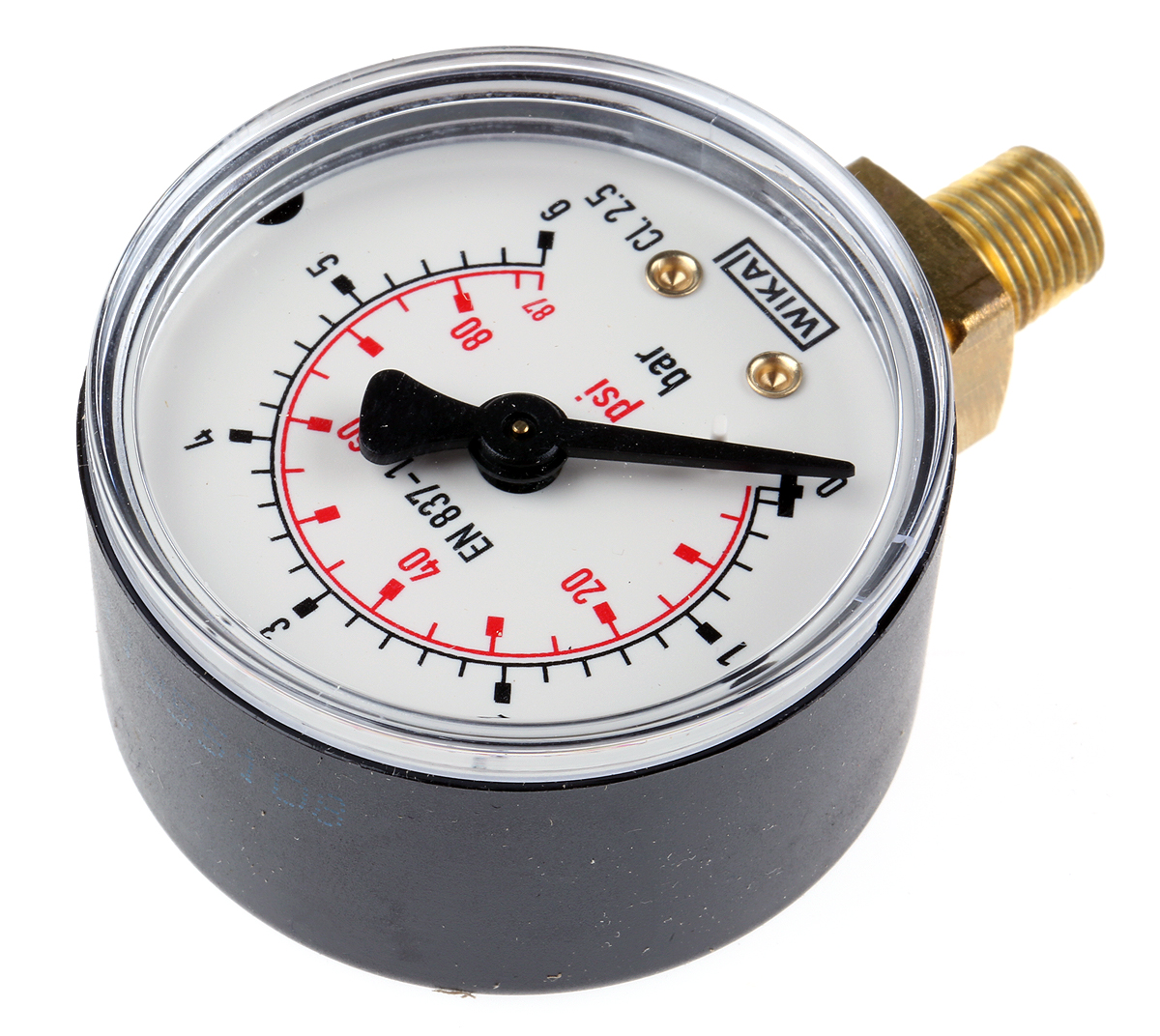 WIKA Analogue Pressure Gauge 6bar Bottom Entry 50mm Outside Diameter, With RS Calibration