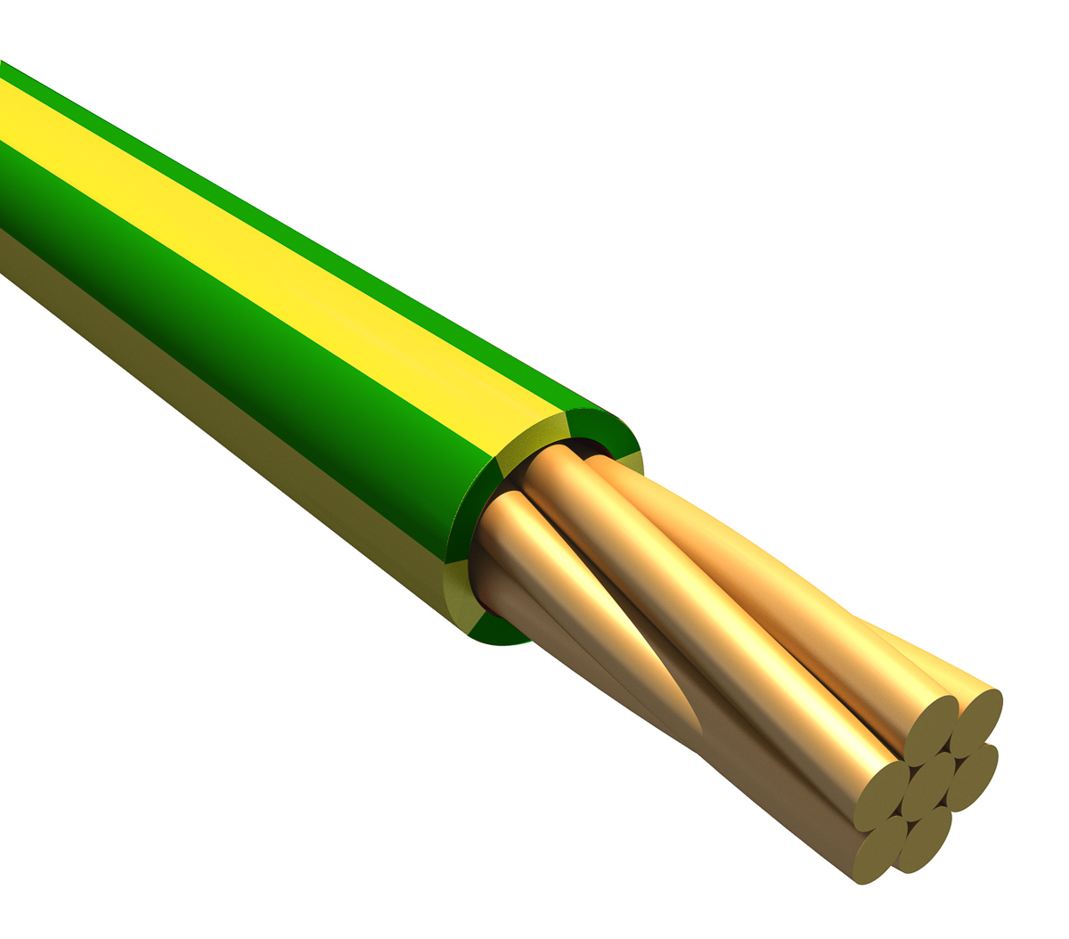 Alpha Wire Ecogen Ecowire Series Green/Yellow 0.33 mm² Hook Up Wire, 22 AWG, 7/0.25 mm, 305m, MPPE Insulation, 6713