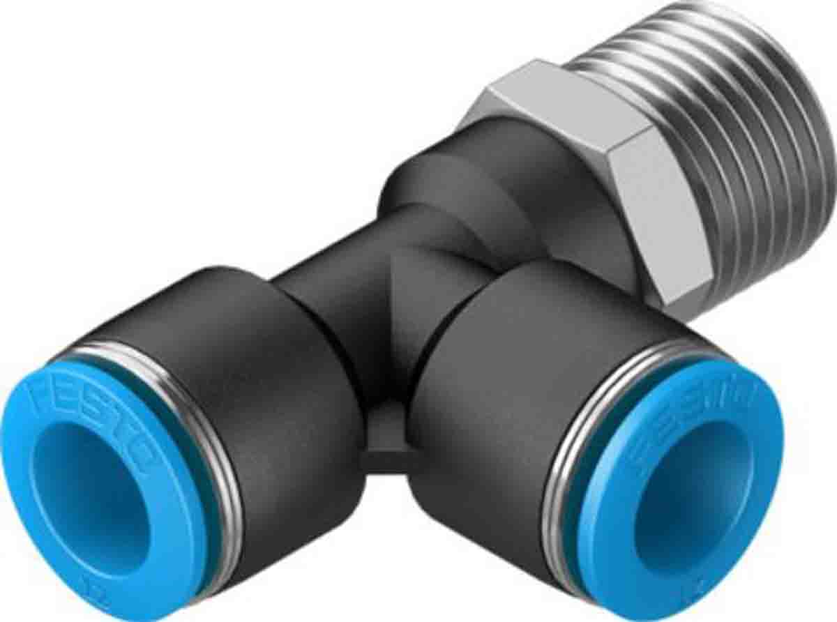 Festo Tee Threaded Adaptor, Push In 12 mm to Push In 12 mm, Threaded-to-Tube Connection Style, 153126