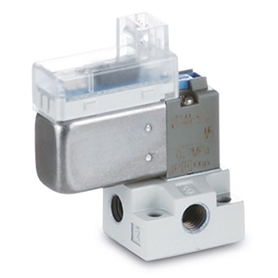 SMC 3/2 NO Pneumatic Solenoid Valve - M5 V124A Series 24V dc