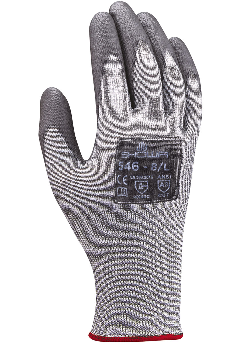 Showa 546 Grey High Performance Polyethylene, Polyester Work Gloves, Size 8, Polyurethane Coating