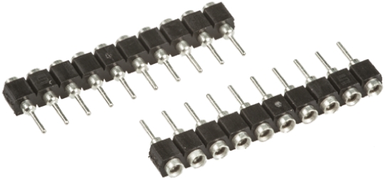 Samtec SS Series Straight Through Hole Mount PCB Socket, 10-Contact, 1-Row, 2.54mm Pitch, Solder Termination