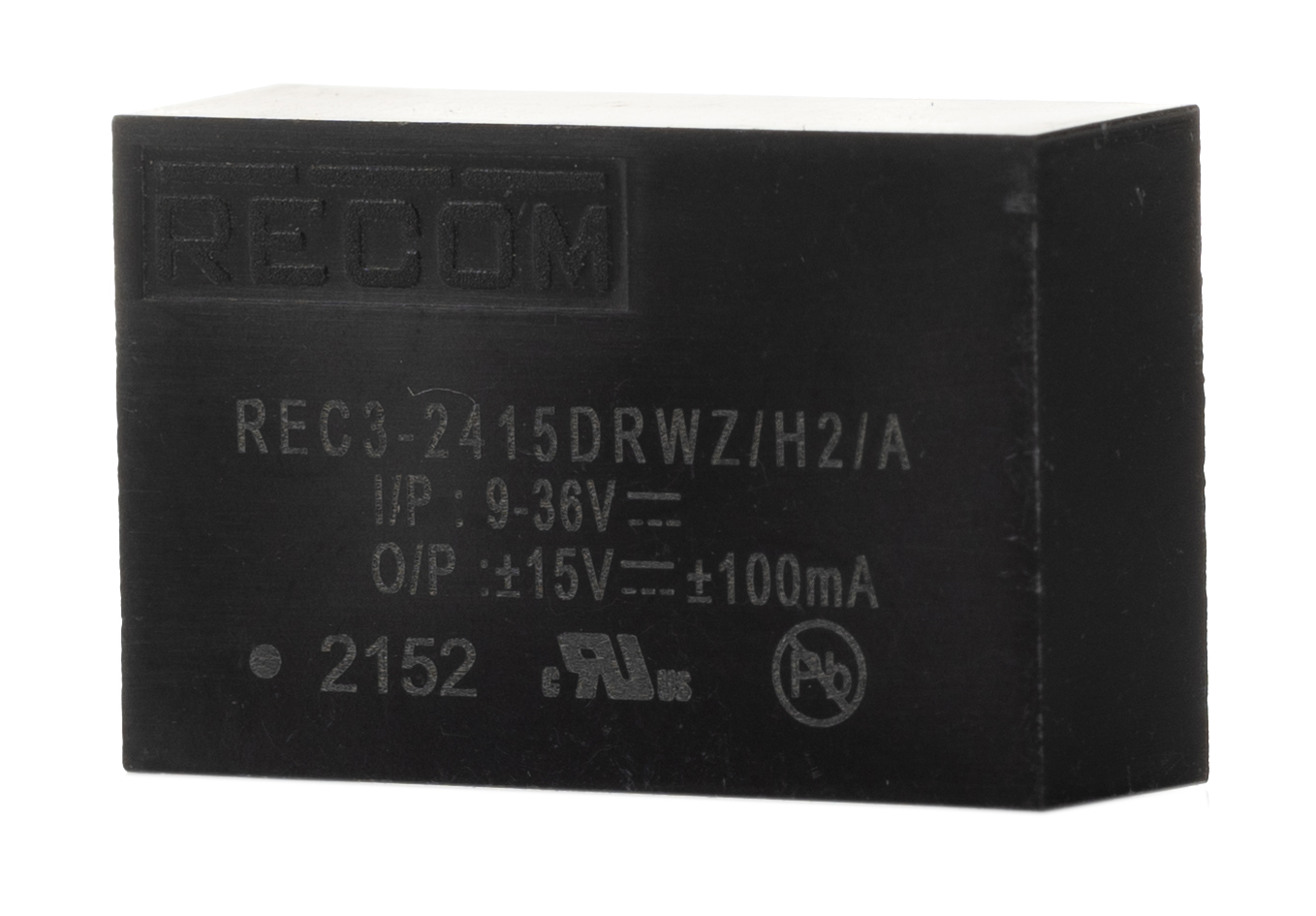Recom REC3 DC-DC Converter, ±15V dc/ ±100mA Output, 9 → 36 V dc Input, 3W, Through Hole, +85°C Max Temp -40°C