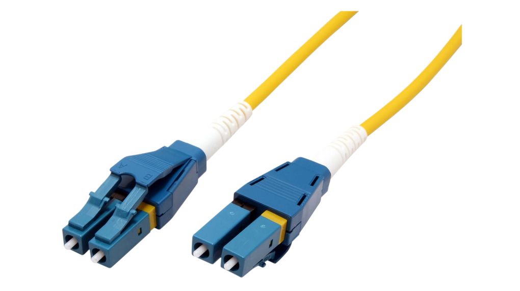 Roline LC to LC Duplex Single Mode OS2 Fibre Optic Cable, 9/125μm, Yellow, 1m