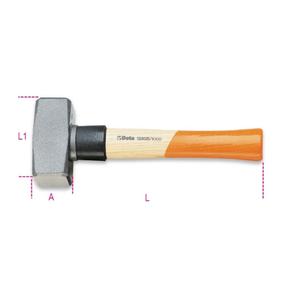 BETA Steel Mason Club Hammer with Wood Handle, 1kg