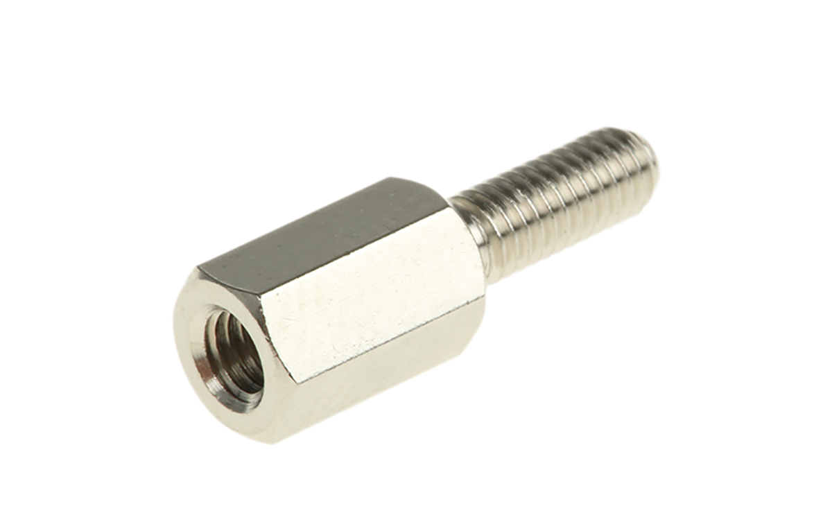 Essentra Standoff, M3 x M3 Thread, 8mm Body, Brass, Male/Female, 8mm Stud