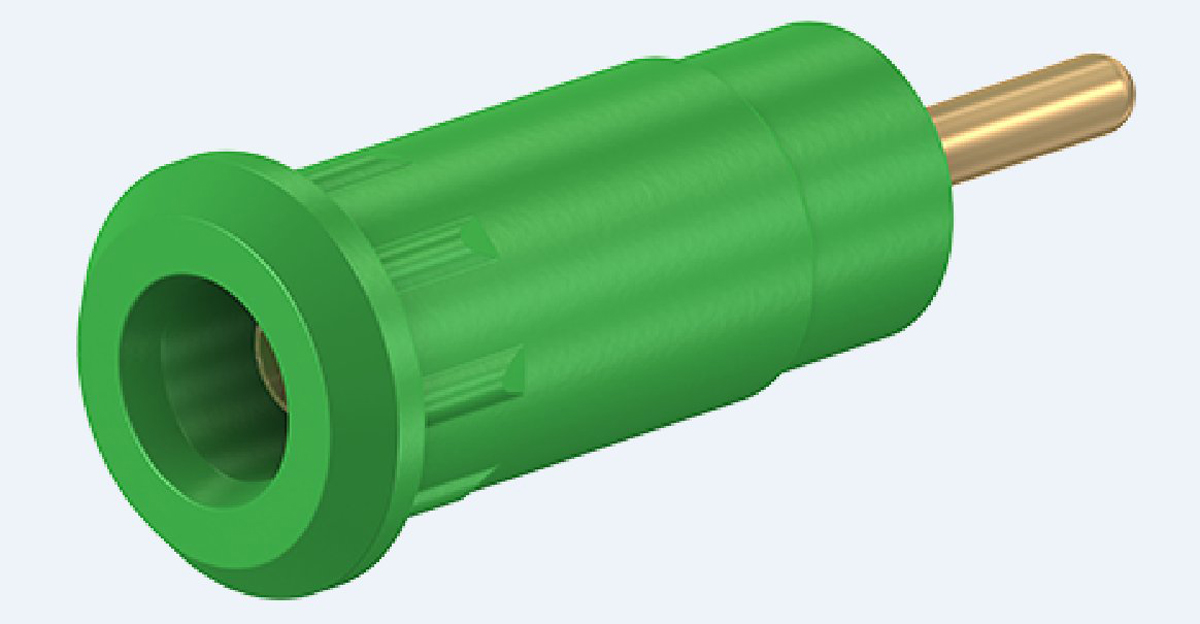 Staubli Green Female Banana Socket, 2mm Connector, Press Fit Termination, 10A, 600V, Gold Plating