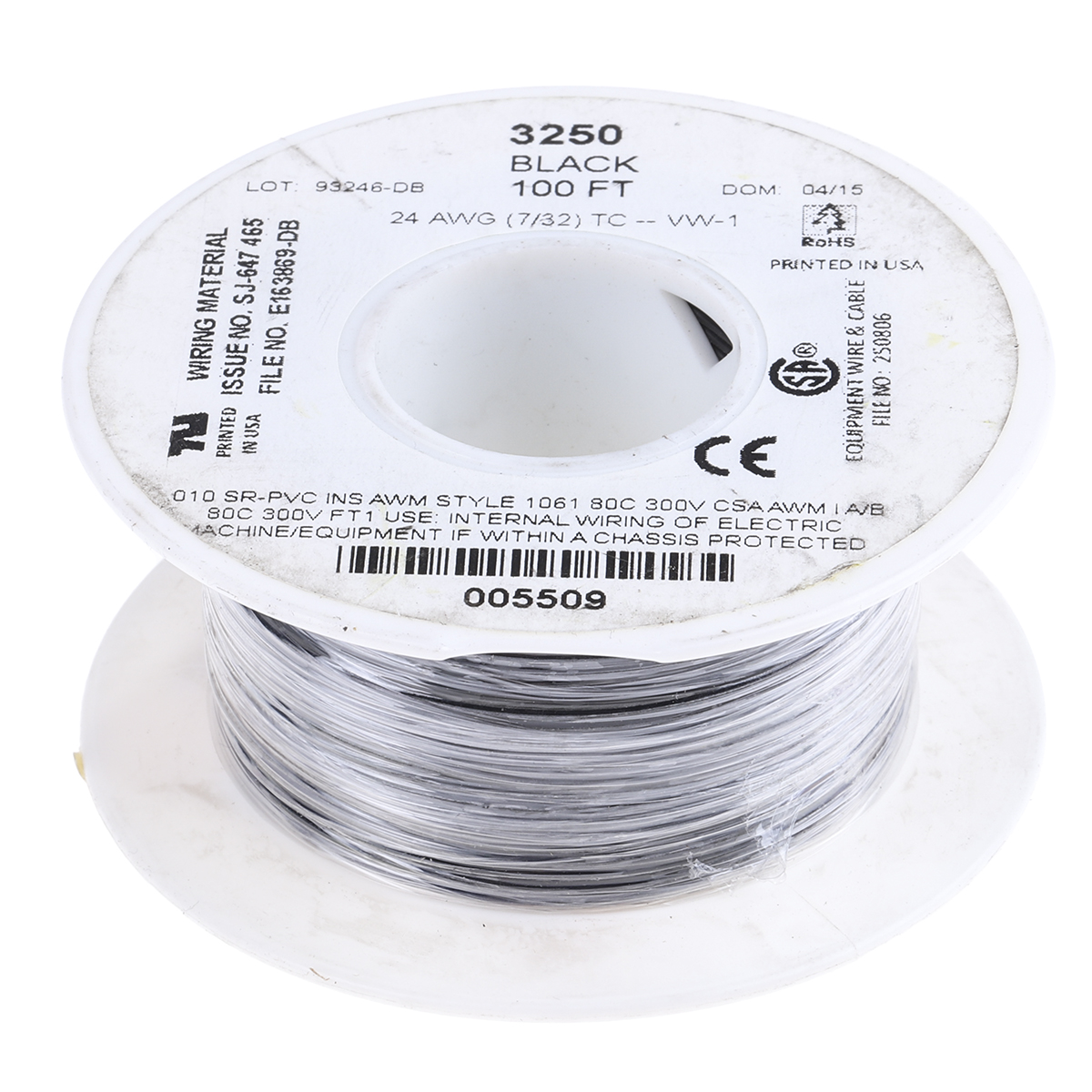 Alpha Wire Hook-up Wire PVC Series Black 0.2 mm² Hook Up Wire, 24 AWG, 7/0.20 mm, 30m, SR-PVC Insulation, 3250 BK005