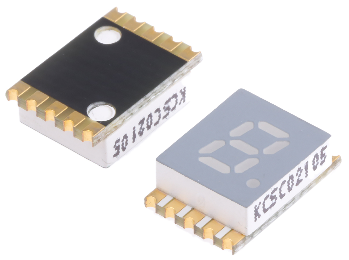 KCSC02-105 Kingbright 7-Segment LED Display, CC Red 30 mcd RH DP 5.1mm