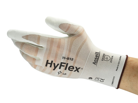 Ansell 11-812 White Nylon, Spandex Nylon, Spandex Work Gloves, Size 10, Nitrile Foam Coating